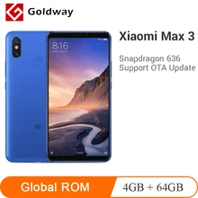Xiaomi Mi Max 3, 4 Гб ОЗУ, 64 Гб ПЗУ, 6,9 дюйма, полноэкранный Восьмиядерный мобильный телефон Snapdragon 636, 12 Мп+ 5 МП, двойная камера, 5500 мА/ч