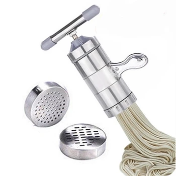 

Manual Noodle Maker Press Machine Cutter with 2 Mould for Fresh Spaghetti Kitchen Pastry Noodle Making Cooking Tools