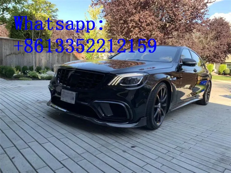 S-CLASS год~ W222 S63/S65 B стильный задний диффузор из углеродного волокна с выхлопными наконечниками и передней губой для S63/S65 диффузор