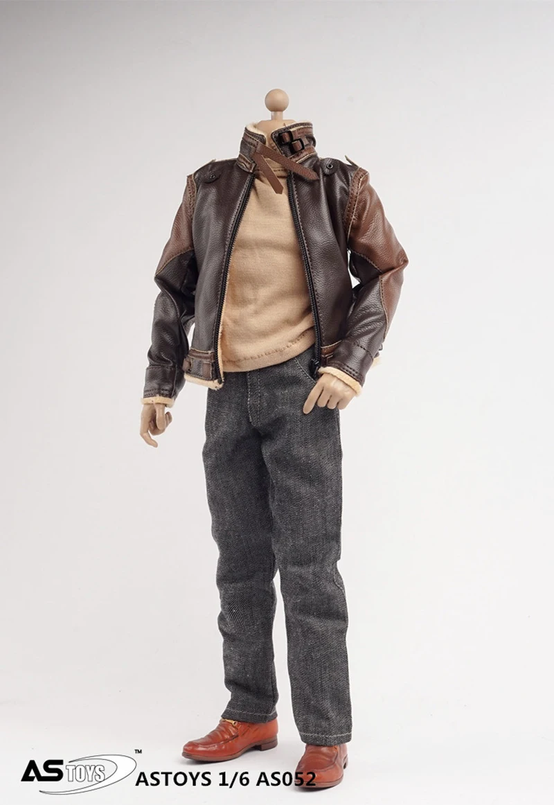 

AS052 1/6 Male Figure Accessory Set Connor Ratohnhake Ton Leather Suit Jeans Clothes Set Fit Logan Head 12'' Body