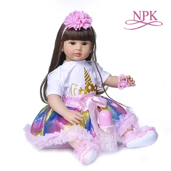 

NPK 60CM Soft Silicone cloth body girl baby doll Baby Doll toddler Lifelike Babies Reborn Doll