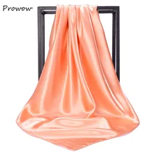 Модный платок шарфы для женщин чистый цвет атласный шелковый шарф Хиджаб Женский квадратный платок шарф на голову для дам FJ057