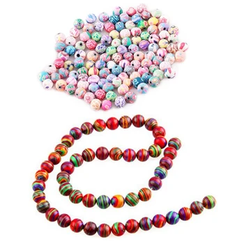 

101 Pcs Jewelry Accessory Ceramic Round Turquoise Beads, 1 Pcs 8 Mm & 100 Pcs 10 Mm