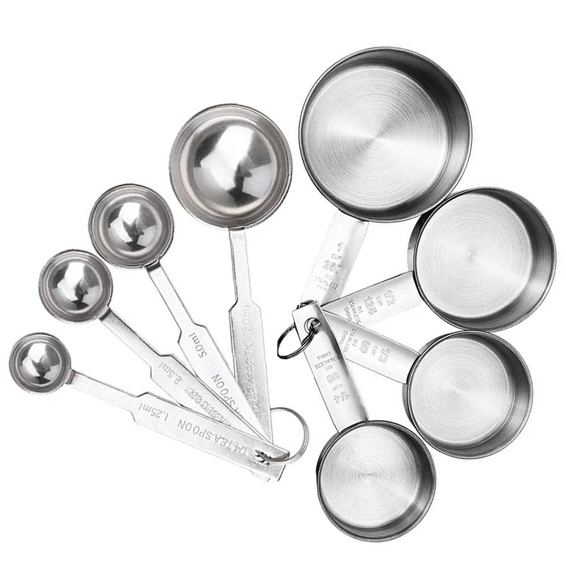 8Pcs Measuring Cups Premium Stackable Kitchen Spoon Set Stainless Steel and Spoons | Дом и сад