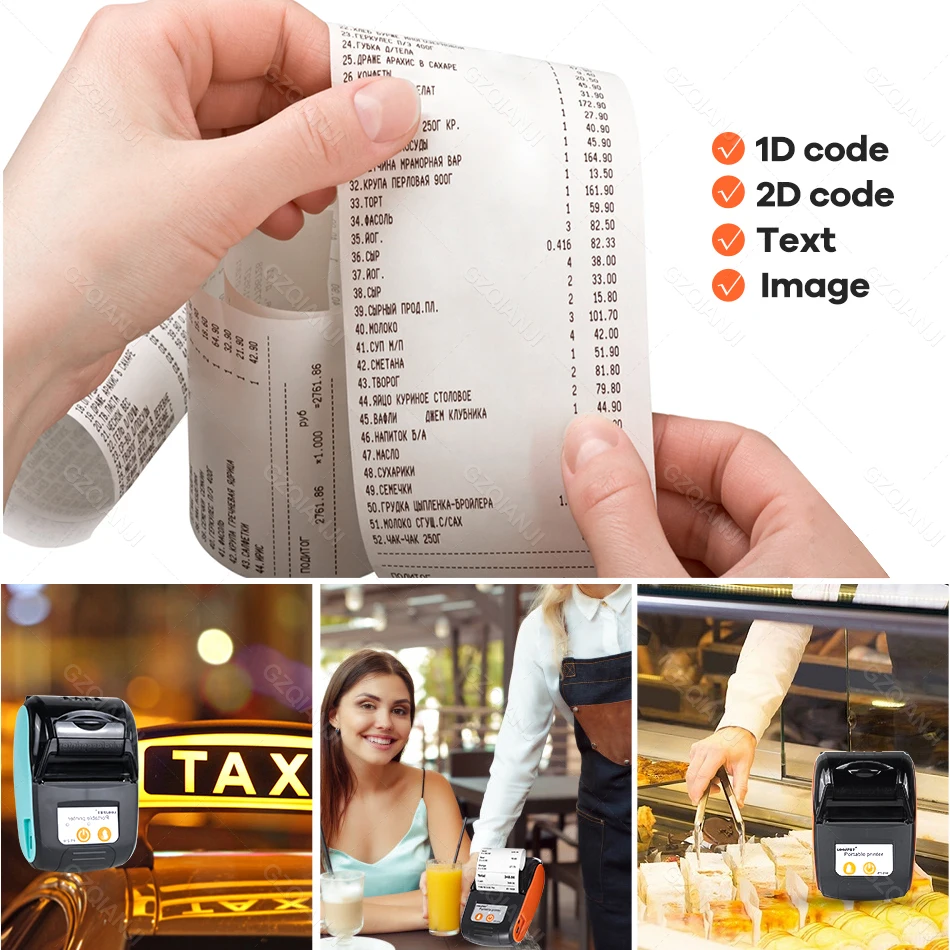 58mm Mini Bluetooth Thermal Printer Wireless Protable Printer Receipt Bill Printing Free Loyverse POS app on Android iOS Printer