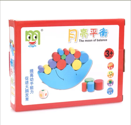 Напрямую от производителя деревянных игрушек Moon Balance Beam color Jenga Детские интеллектуальные игрушки