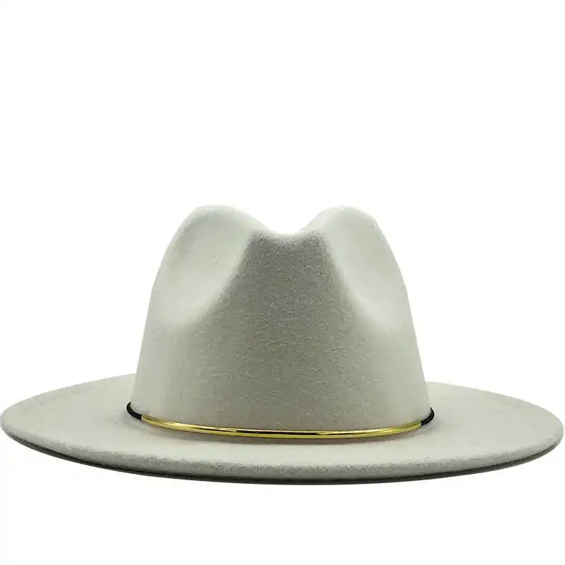 

Wool Women Simple Outback Fedora Hat For Winter Autumn ElegantLady Floppy Cloche Wide Brim Jazz Caps Size 56-60CM