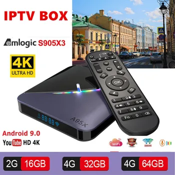 

IPTV A95X F3 AIR Smart Android TV Box RGB Light Amlogic S905X3 Android 9.0 8K Decoding UHD 4K Media Player 4GB/64GB 2.4G/5G WiFi