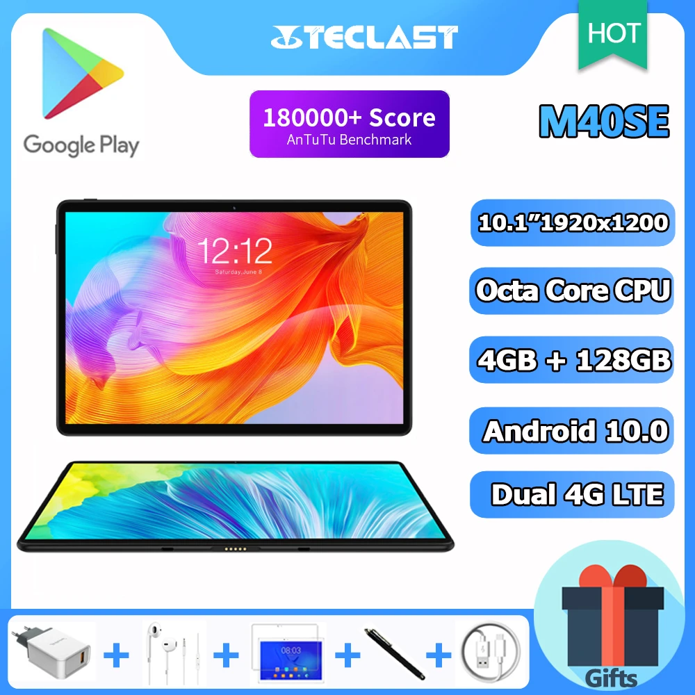 Teclast M40SE 10.1'' Tablet 1920x1200 4G LTE Network Octa Core 4GB RAM 128GB ROM Tablets PC Android 10.0 5G Wifi Bluetooth GPS