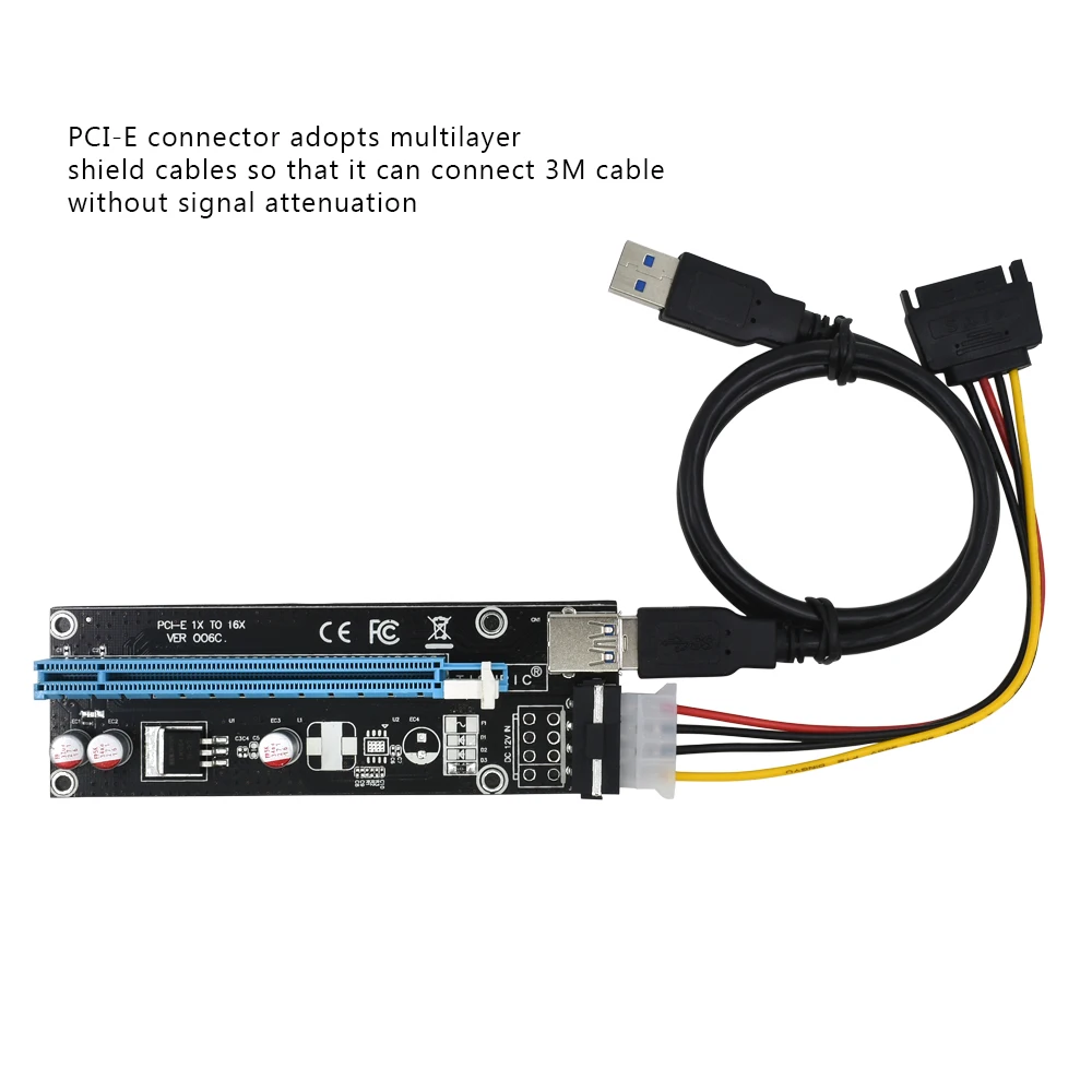 10 шт. Райзер карта Tishric Ver006 60 см Usb 3 0 Pci e Express 1x до 16x Sata на 4pin Ide питание для майнера