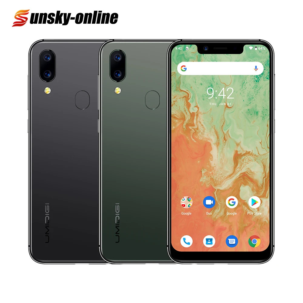 Смартфон UMIDIGI A3X на базе Android 10 3 ГБ + 16 5 7 дюйма двойная МП камера заднего вида 13 3300