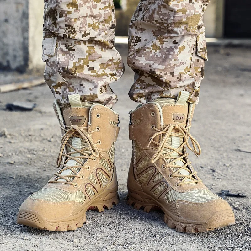

Men Autumn Winter Outdoor Hiking Shoes Military Combat Hunting Ankle Boots High Top Trekking Sports Mountain Climbing Sneakers