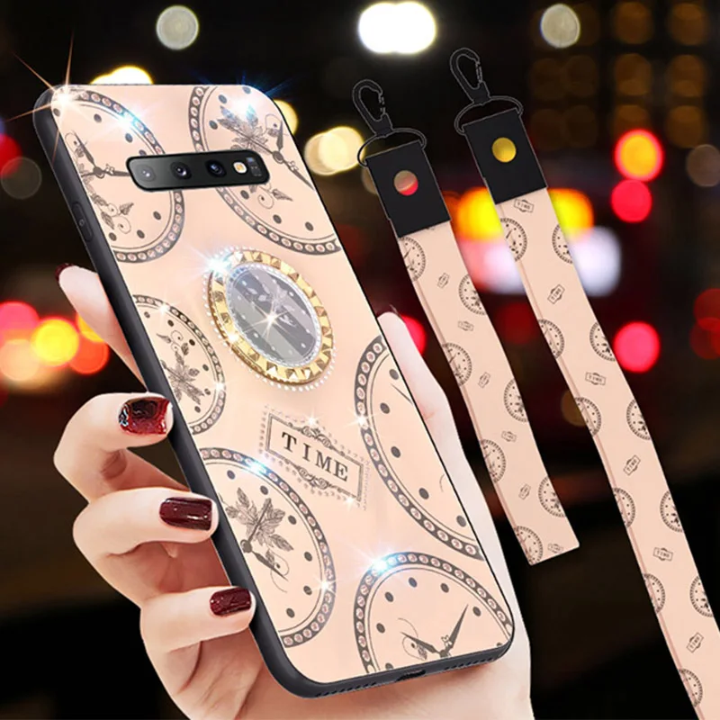 Силиконовый чехол для телефона samsung galaxy A10 A20 A30 A50 A70 роскошный ремешок 3D держатель