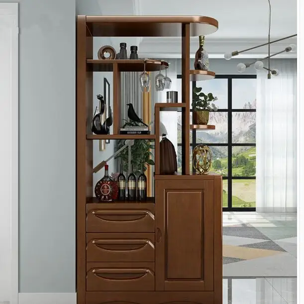Solid wood room cabinet wine cabinet modern Chinese living room porch door hall decorative partition screen doub