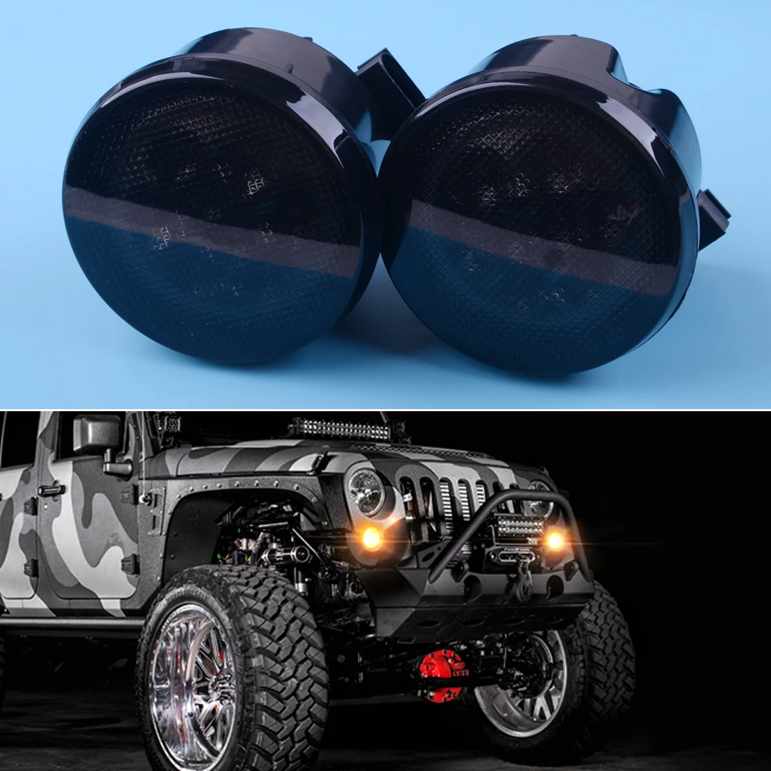 DWCX 2 шт. AC/DC 12V черный светодиодный Габаритные огни лампы сигнала поворота подходит для Jeep Wrangler JK 2007-2011 2012 2013