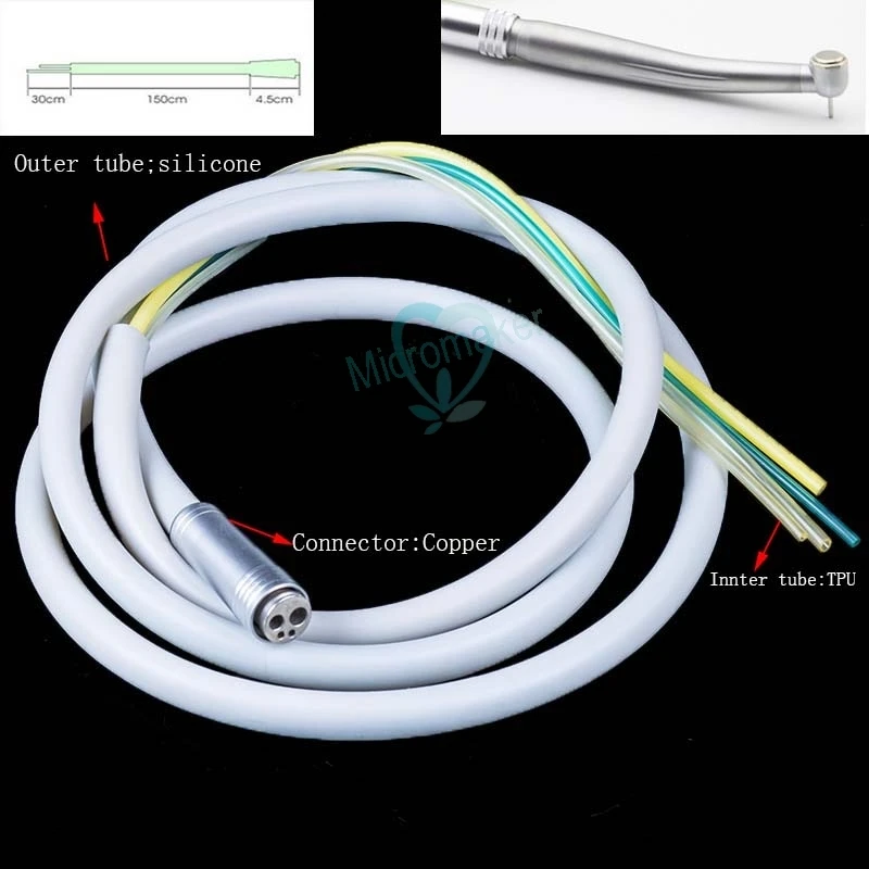 

Dental Silicone Handpiece Hose Tube Foot Pedal Silicon Spiral Tube with Connector for High Speed Handpeice for 4 Holes/2Holes