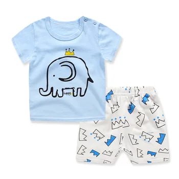 

ZWY165 Children Clothes Summer New Short Sleeevd Tshirts + Shorts Suit Cute Cartoon Animal Clothing Set Baby Boys Girls Cotton