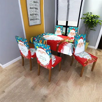 

Christmas Table cloth Universal chair cover set polyester printed Santa Claus Waterproof Oilproof Rectangula Dining Table Cover