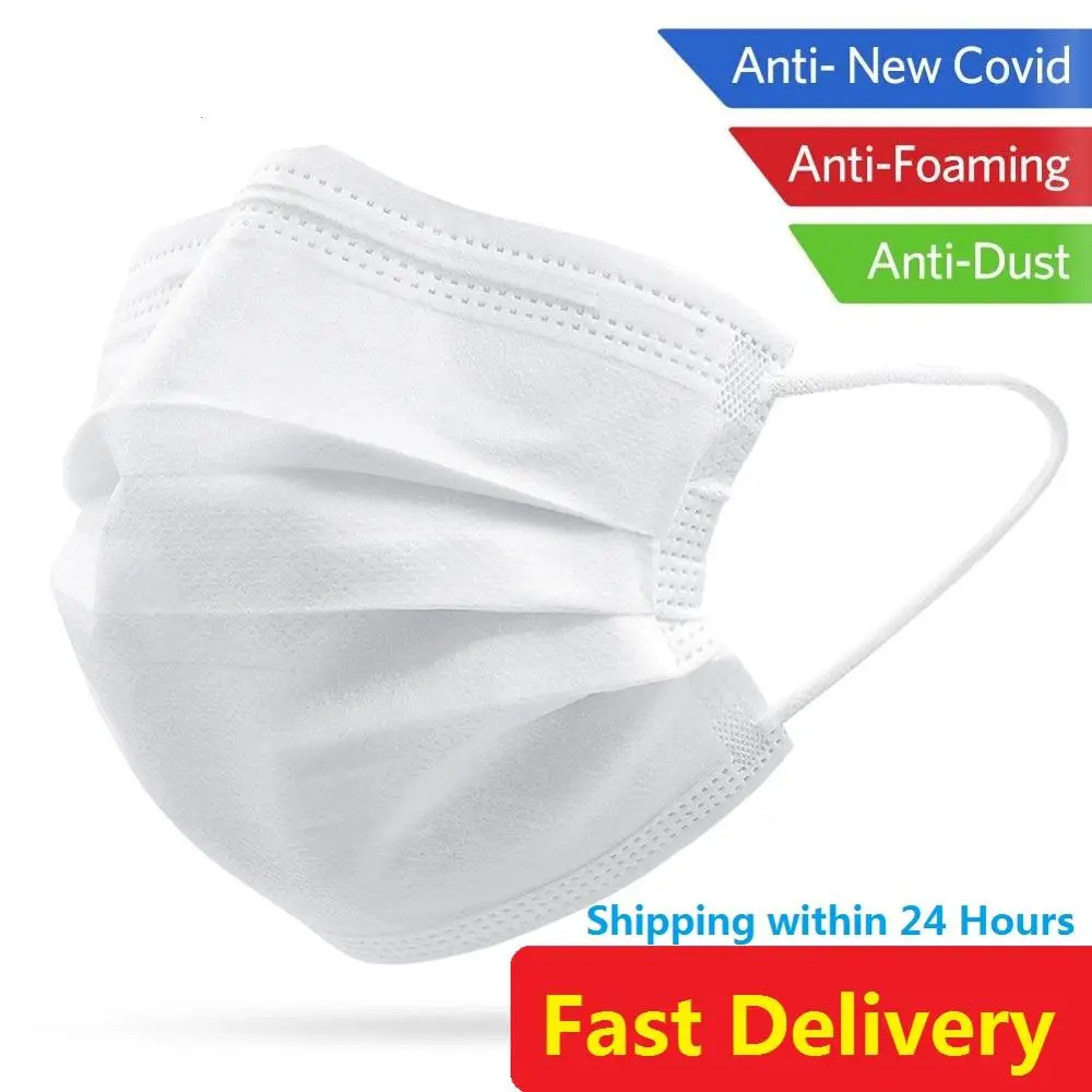 

100/200/500PC Disposable Face Masks Non Woven 3 Layers Anti-polluction Prevention Droplets Dustproof Labor Mouth Muffle Maschere