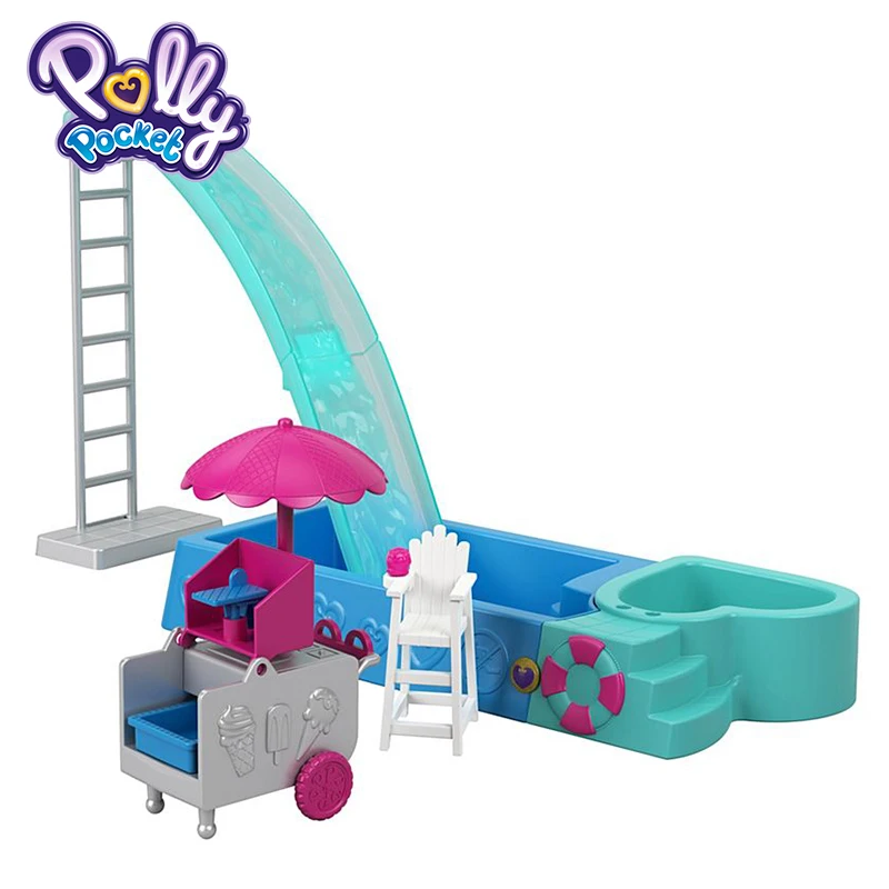 Оригинальные Polly Pocket, Новое поступление, куклы для девочек, мини-игрушки, маленький мир, летний праздник, парк, Splashtastic, бассейн, сюрприз, игрушки FTP75