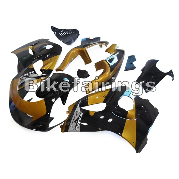 Полный обтекатели для Suzuki GSXR600 GSX-R750 1996 1997 1998 1999 GSX-R750 96 97 98 99 ABS Пластик электронный атомайзер золотистый и черный