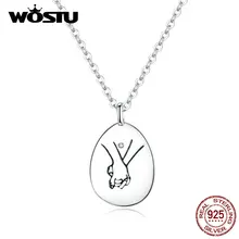 WOSTU, 925 пробы, серебряное, рукопожатие, ожерелье, длинная цепочка, удерживайте руку, счастливое ожерелье для женщин, новинка, модное ювелирное изделие CQN363
