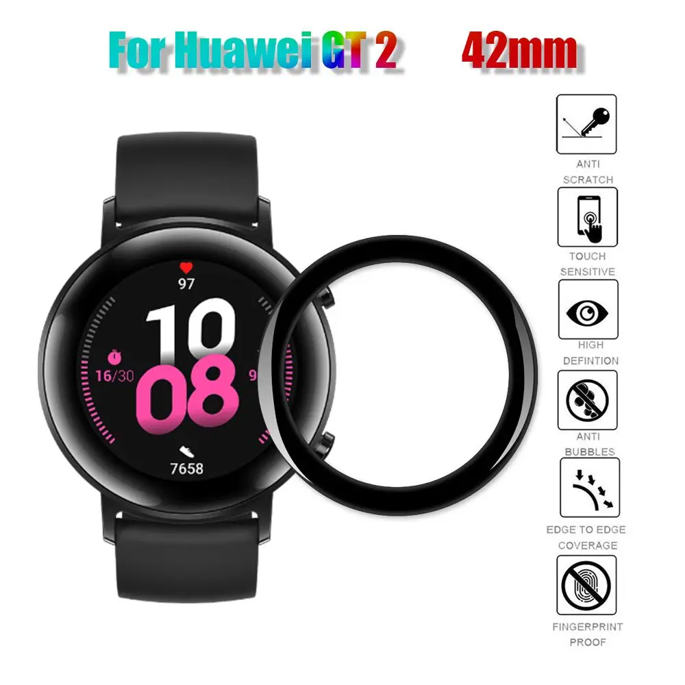 For Huawei GT 2 42mm Watch Accessories Screen Protector Curved Surface Soft Fibre Glass 3D Full Edge Protective Films | Электроника