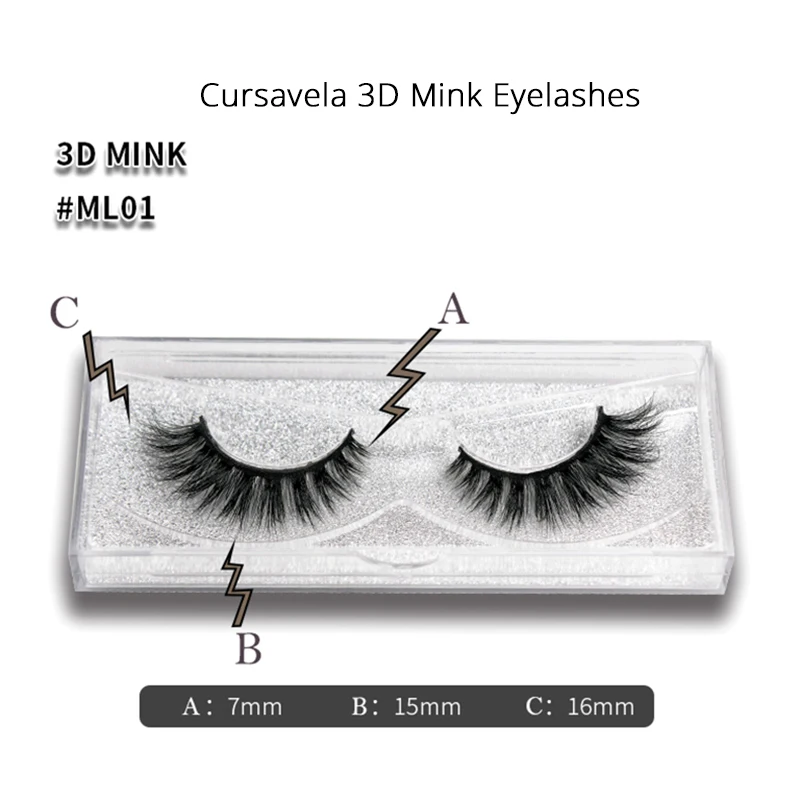 Натуральные 3D 100% норковые накладные ресницы Cursavela густые для наращивания