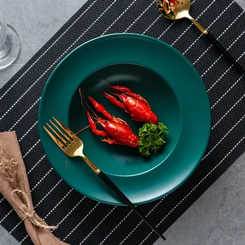 

Italian pasta plate Nordic style household straw hat plate ceramic pasta tableware soup plate deep plate Creative Noodles Plates