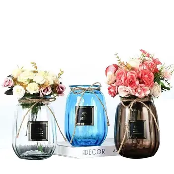 

Nordic Vertical Grain Glass Flower Vase Home Decoration Modern Art Flower Vase Plant Holder Desk Hydroponics Decor Figurine