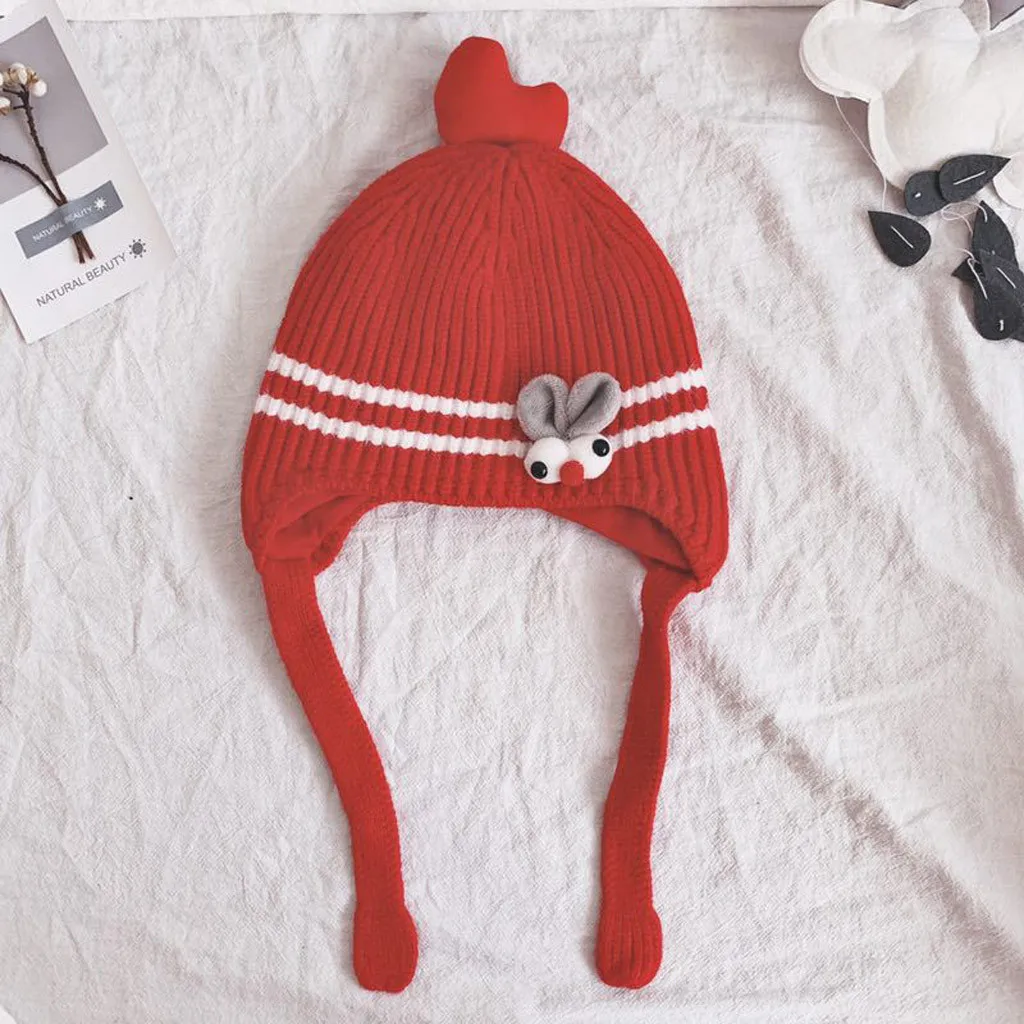 Зимняя модная Милая шапка для новорожденных мальчиков и девочек, однотонная зимняя шапка с рисунком, сохраняющая тепло, вязаная шапка-ушанка, детская шапка