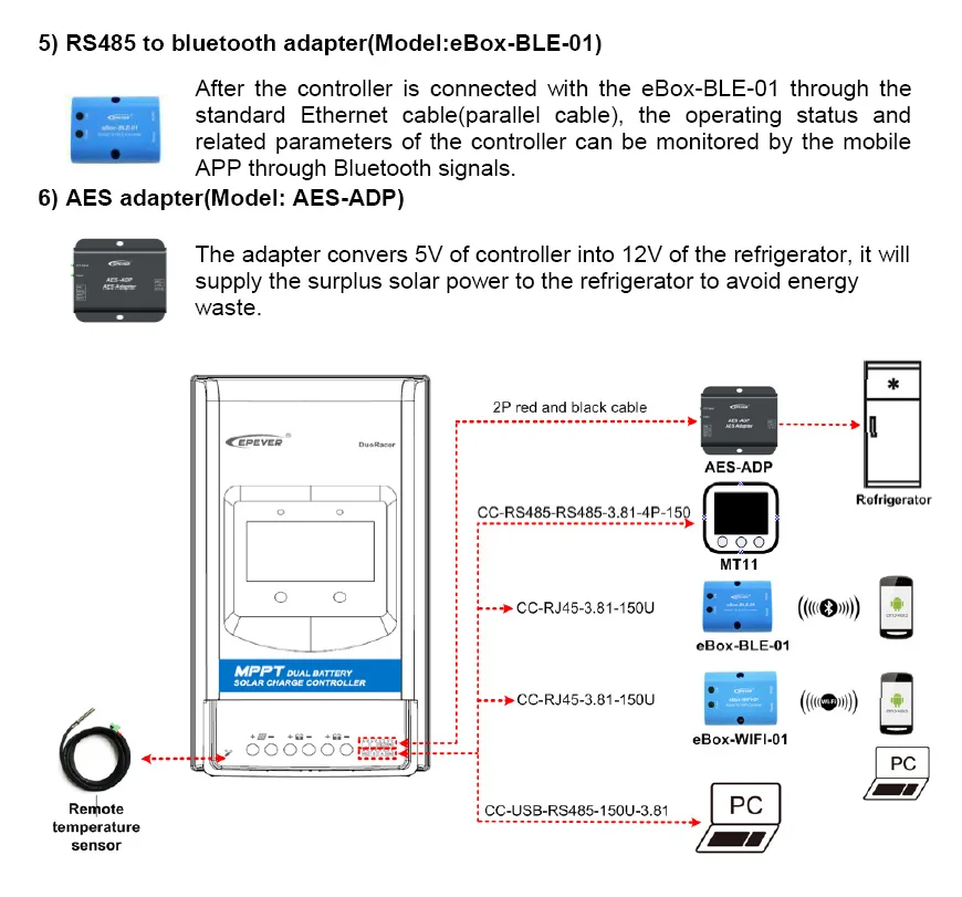 Epever 30A 20A 10A Двойной аккумулятор MPPT Солнечный контроллер DuoRacer регулятор батареи 12 В/24 В с RS485 DR3210N DR2210N DR1206N