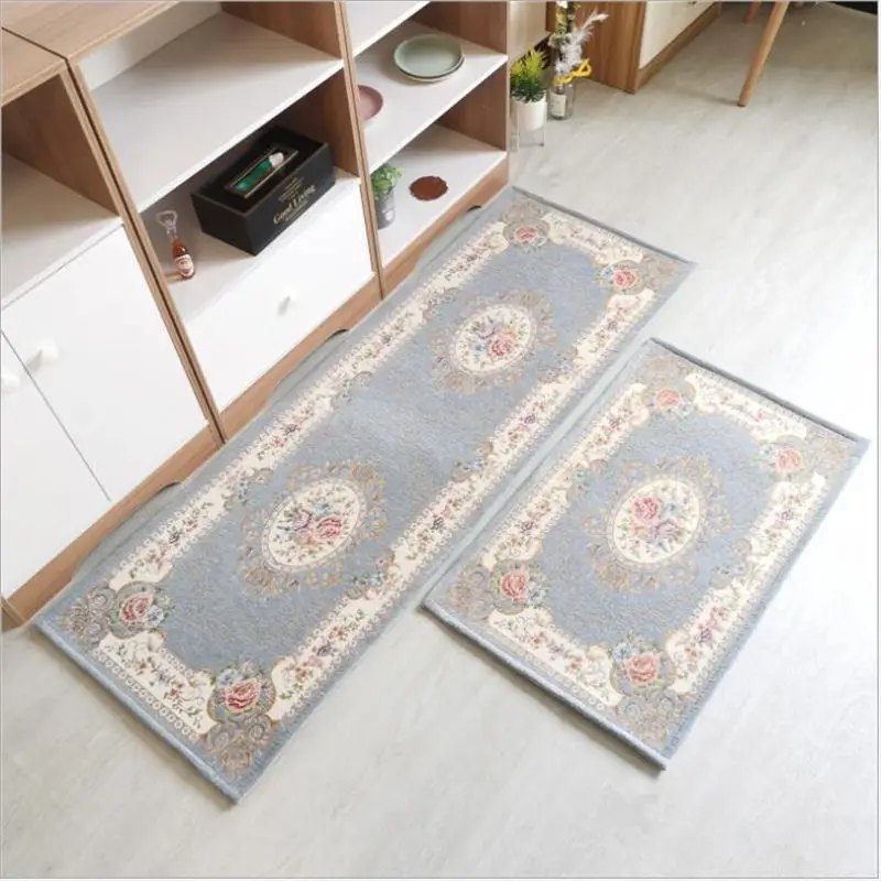 European Classical Style Kitchen Mat Absorbent Carpet Home Door Mat Floor Mat Long Home Anti-skid Oil Kitchen Mat and Carpet - Color: A