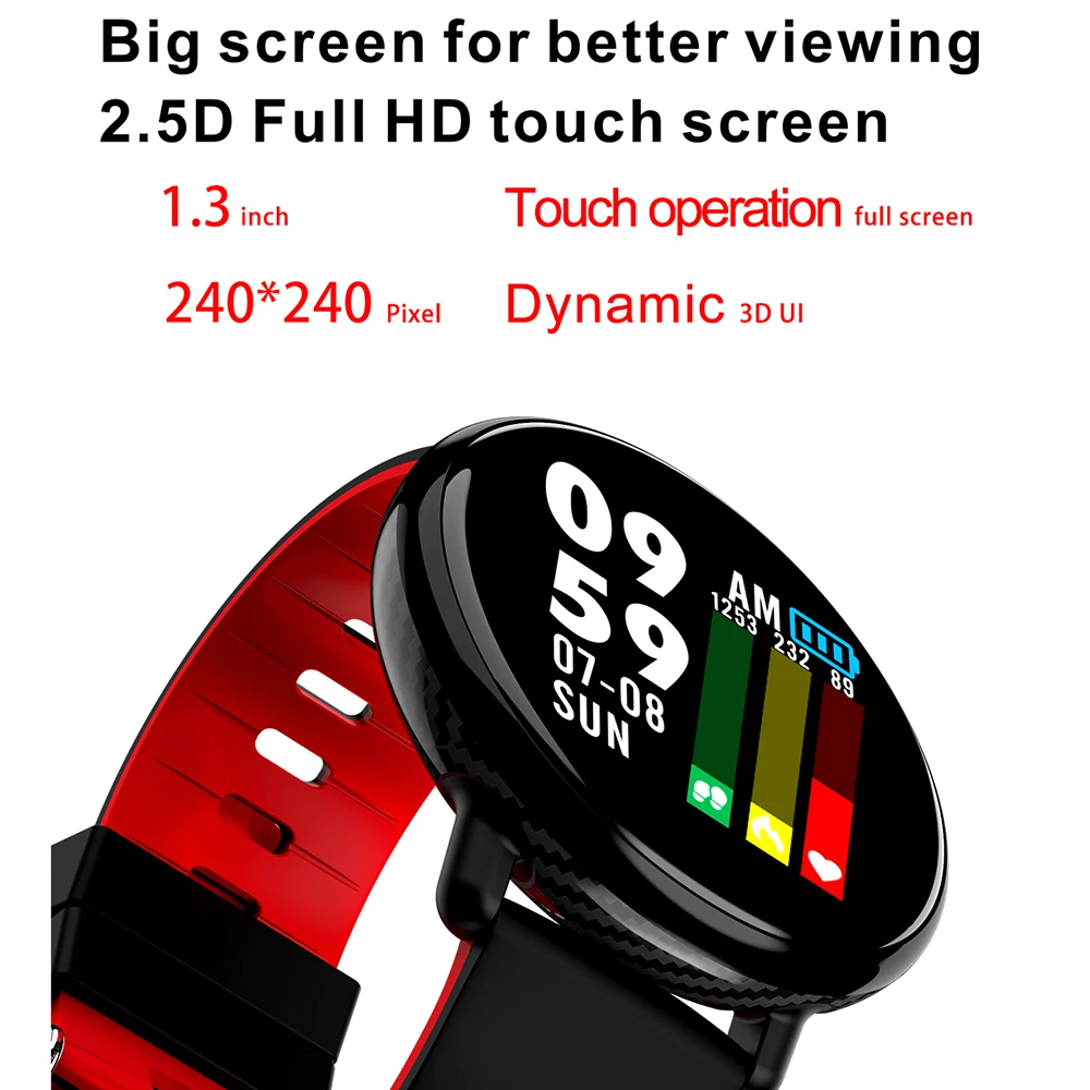 BINSSAW Smart Watch K1  IP68 Waterproof IPS Color Screen Heart Rate Blood pressure Monitor Fitness tracker Sports Smartwatch Men
