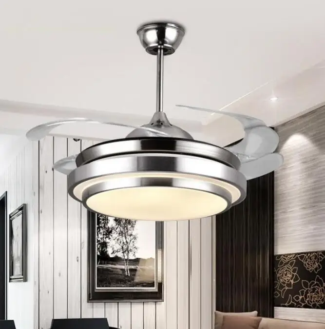 Modern Simple Ceiling Fan Lights With Remote Control Acrylic Leaf