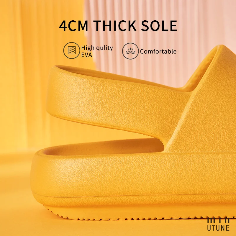 UTUNE KIDS Women's Platform Sandals Summer Soft Outside Slippers Men Beach EVA Slides Women's Home Slippers Anti-slip Indoor