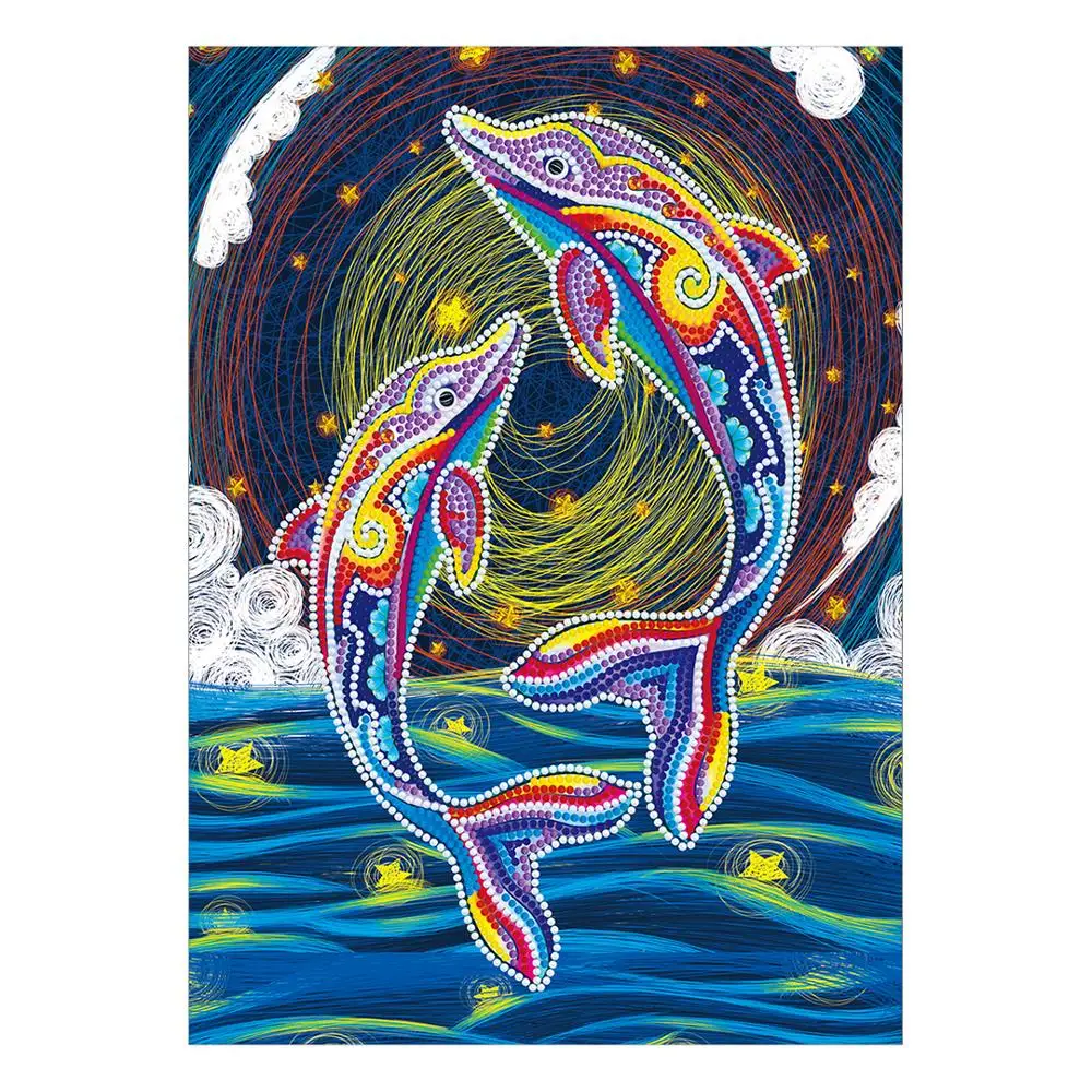 

New Night Light Diamond Embroidery Dolphin Cross Stitch Diamond Painting Kits Mosaic Animals Sale Rhinestones Art Handwork Gift