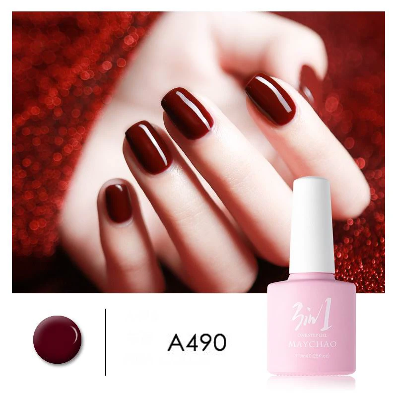 MAYCHAO 36colors 3 in 1 Gel Nail Polish UV LED Gel Varnish Soak Off Nail Lacquer For Autumn Winter Long-lasting - Цвет: A490