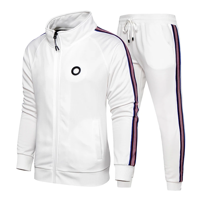 Мужской комплект, толстовка+ штаны, комплект из 2 предметов, Осень-зима, мужской спортивный костюм, брендовая мужская одежда, спортивные костюмы с принтом - Цвет: White TZ50