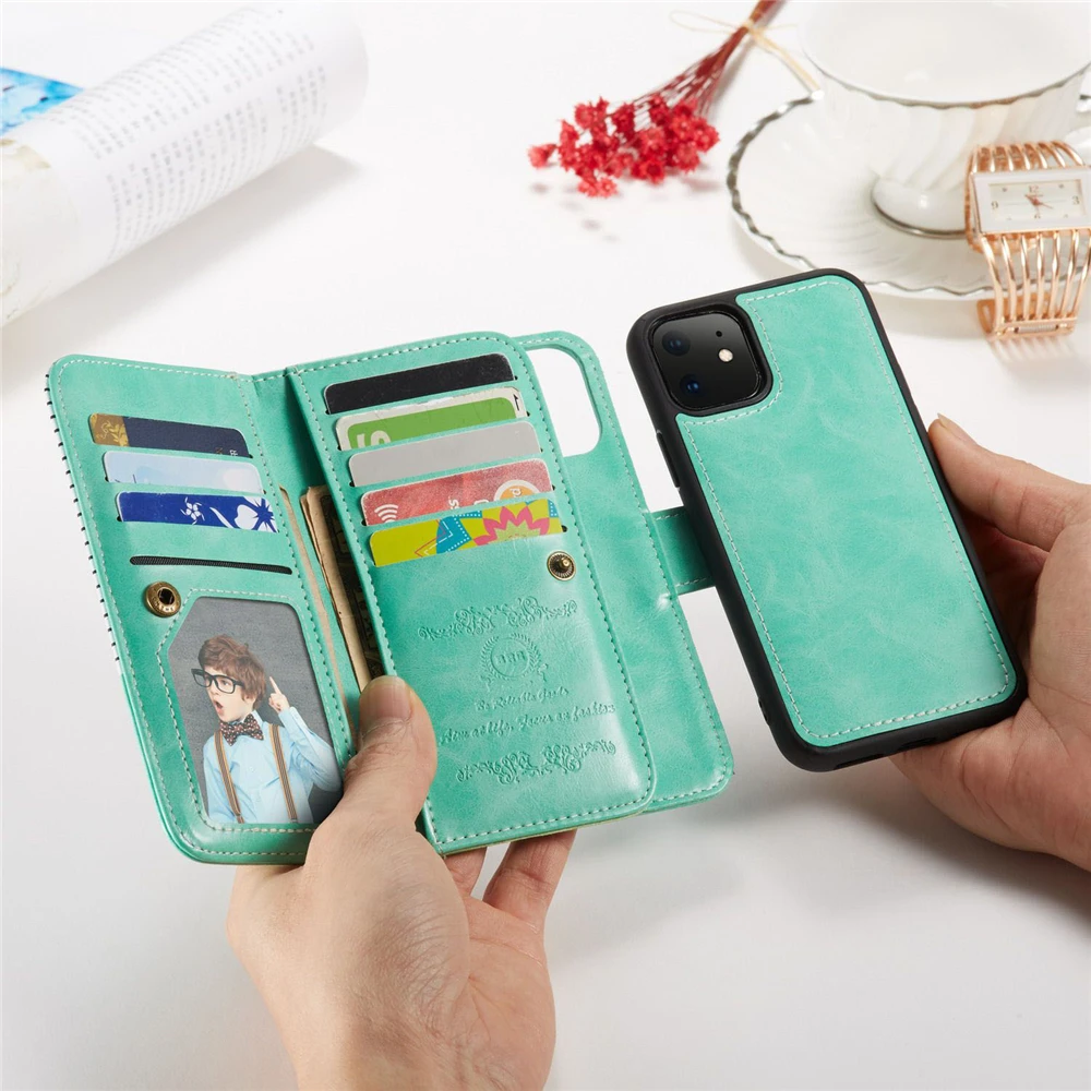 iPhone 11 白绿撞色皮套 (8)