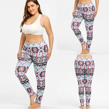 

Women's New Fashion Plus Size Casual Digital Printing High Waist Hip Exercise Flexible Leggings Free Ship брюки женские Z4