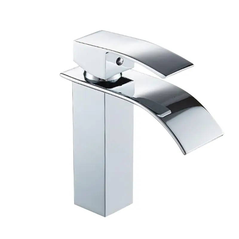 

All-Copper Bathroom Waterfall Faucet Basin Faucet Single Hole Faucet Vanity Vessel Sinks Mixer Cold And Hot Water Tap Deck Mount