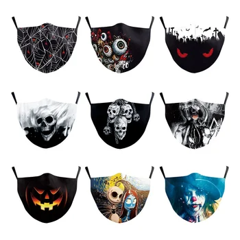 

Mask for Face Pumpkin Print Protective Facemask Reusable Anti-Dust Cotton Breathable Mouth Caps Halloween Party Mascarilla