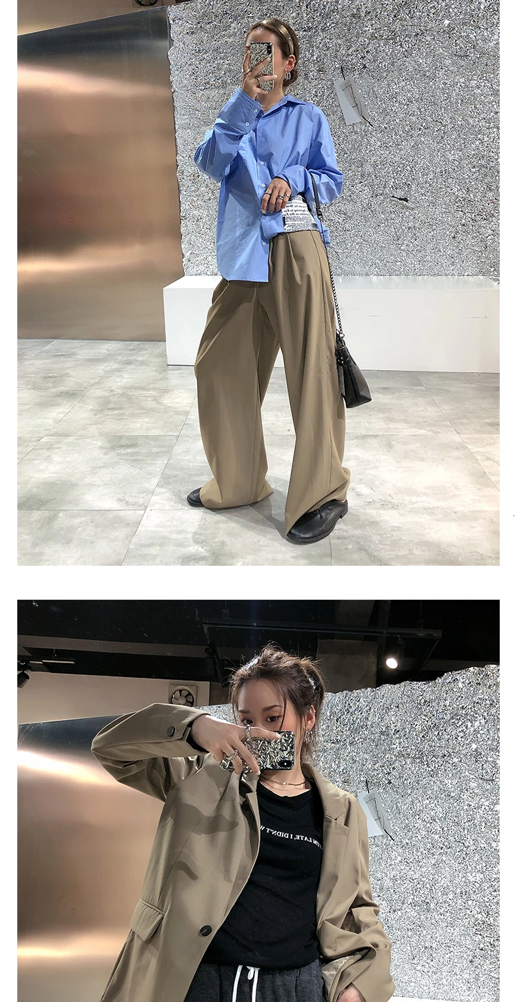[EWQ] Autumn New Full Sleeve Plus Size High Quality Trend Coat Feminino Korean Style Lace Coffee Color Women Blazer QL568