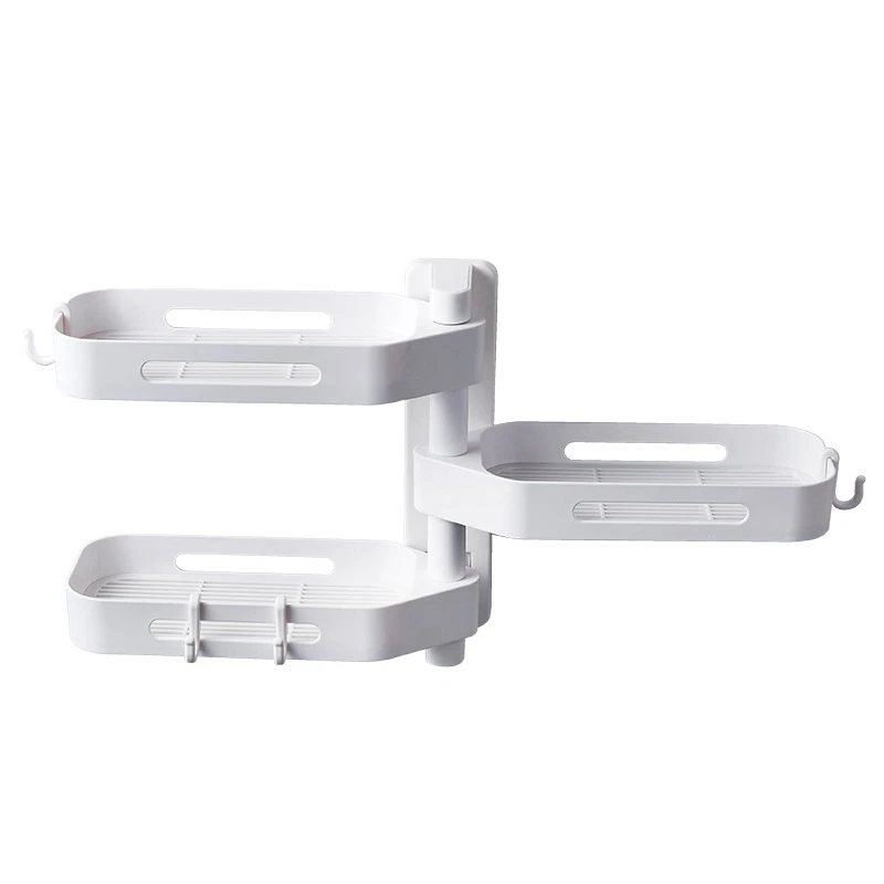 

3 Tier 180 Degree Free Of Punch Rotating Wall Mount Bathroom Storage Rack Box Storage Organizer for Shampoo Soap