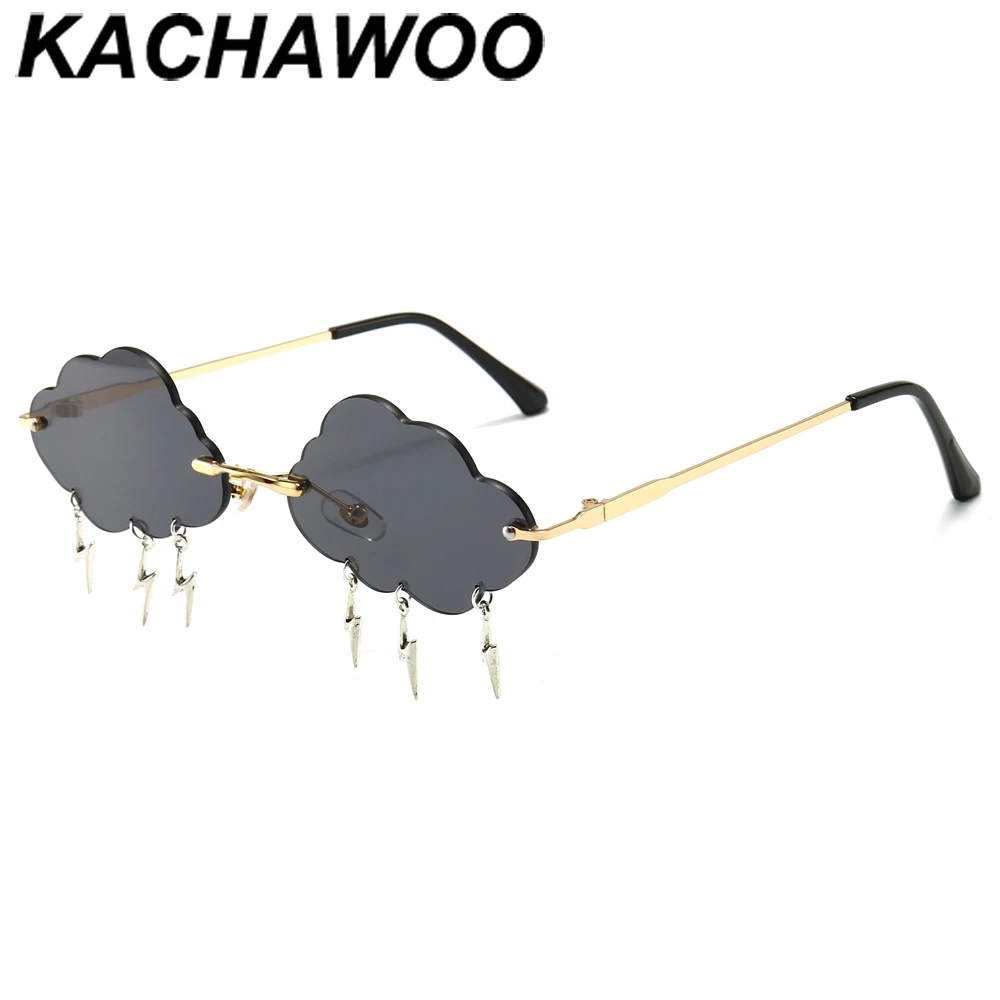 Женские Винтажные Солнцезащитные очки без оправы Kachawoo в форме облака с молнией и
