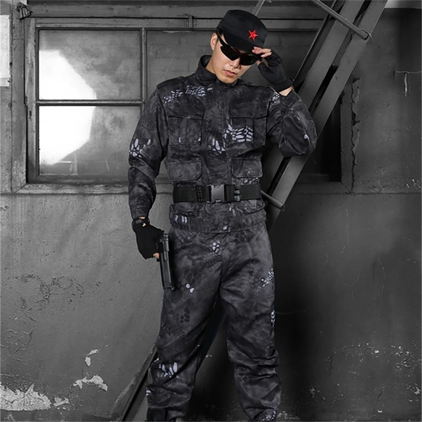 

Men Army Tactical Combat Clothes Military Uniform Militar Soldier Special Forces Camouflage Uniforms Outdoor Work Wear Set