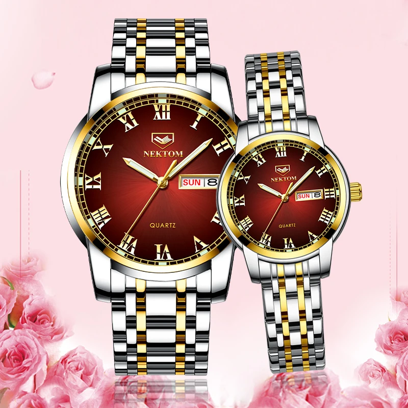 Couple Watches Lovers Luxury Waterproof Women Brand-New Top NEKTOM Quartz for Fashion