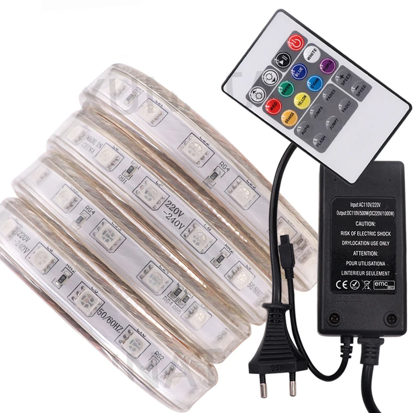 Светодиодная ленсветильник RGB 5050 SMD 220 в 240 В переменного тока с дистанционным