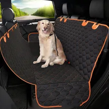 Задняя крышка для собаки, водонепроницаемый чехол для сиденья автомобиля, черный-оранжевый, коврики для домашних животных, гамак, защита для путешествий, переноска для собак, автомобильный протектор подушки сиденья
